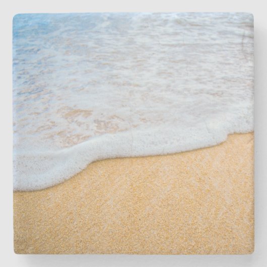 Dessous-de-verre En Pierre Plage de sable avec Surf en mousse (Devant)
