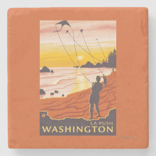 Dessous-de-verre En Pierre Plage et cerfs-volants - poussée de La, Washingto
