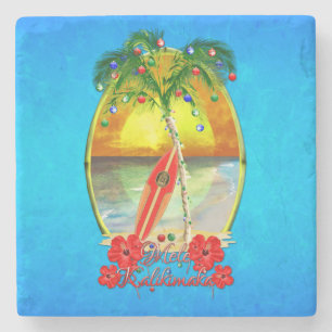 Dessous-de-verre En Pierre Plage Mele Kalikimaka