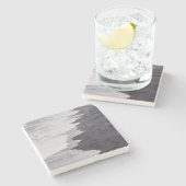 Dessous-de-verre En Pierre Plage noire et blanche pittoresque (Côté)