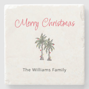 Dessous-de-verre En Pierre Plage Tropical Joyeux Palm Trees