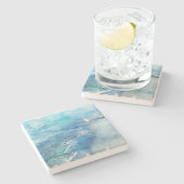 Dessous-de-verre En Pierre Plage tropicale dans le bleu turquoise d'Aqua Turq (Côté)