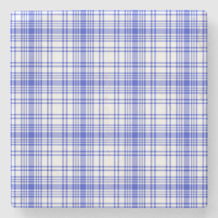 Dessous-de-verre En Pierre Plaid blanc bleu 2