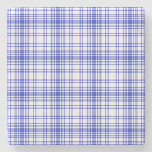Dessous-de-verre En Pierre Plaid blanc bleu 2 (Devant)