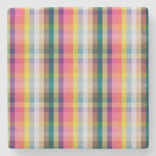 Dessous-de-verre En Pierre Plaid écossais abstrait