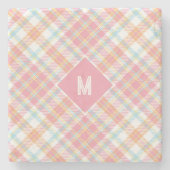 Dessous-de-verre En Pierre Plaid Monogramme personnalisé / Motif Tartan (Devant)