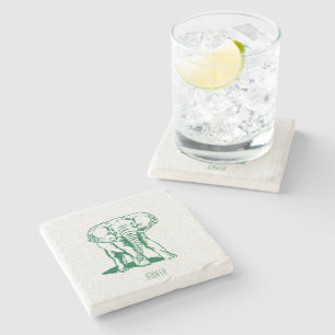 Dessous-de-verre En Pierre Plan de ligne d'éléphant vert Monogramme Chasseur 