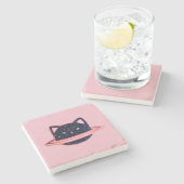 Dessous-de-verre En Pierre Planète Chat Pierre Coaster (Côté)