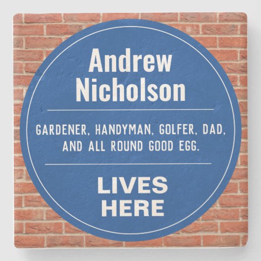 Dessous-de-verre En Pierre Plaque murale commémorative amusante (Devant)