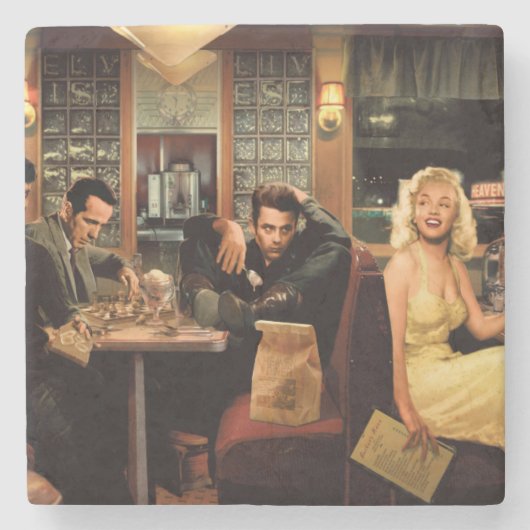 Dessous-de-verre En Pierre Plat bleu (Devant)