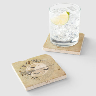 Dessous-de-verre En Pierre Pleine Lune Sorcière Fantaisiste 