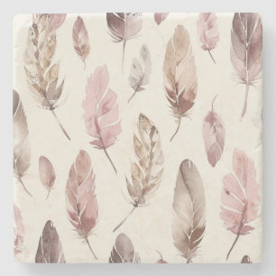 Dessous-de-verre En Pierre Plumes Brown roses