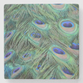 Dessous-de-verre En Pierre Plumes de paon (Devant)