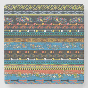 Dessous-de-verre En Pierre Plumes ethniques : Broderie Boho Chic