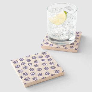 Dessous-de-verre En Pierre Poches de Doodle, Paws de Chien, Paws Bleus de Mar