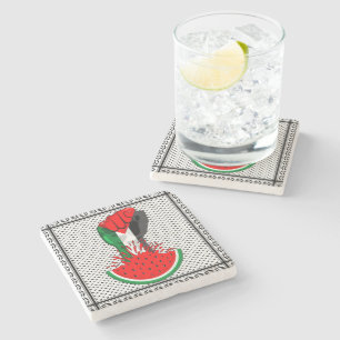 Dessous-de-verre En Pierre Poing de résistance palestinienne sur le symbole d