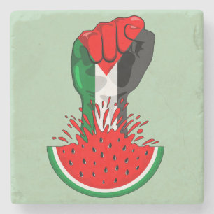 Dessous-de-verre En Pierre Poing de résistance palestinienne sur le symbole d