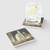 Dessous-de-verre En Pierre Point de repère célèbre de Chicago la nuit (Côté)