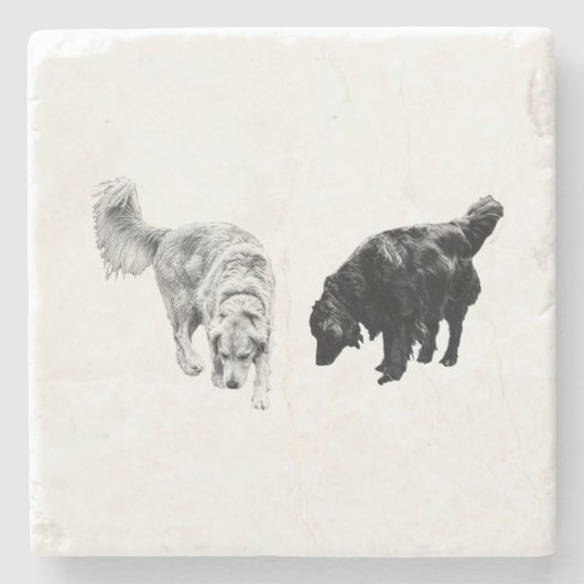 Dessous-de-verre En Pierre Pointe de table d'aération — Retriever Duo (Devant)