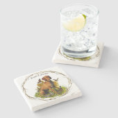 Dessous-de-verre En Pierre Pointer anglais, chasse aux oiseaux (Côté)