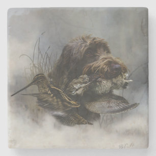 Dessous-de-verre En Pierre Pointeur à poils durs Griffon, Chasse à la bécasse