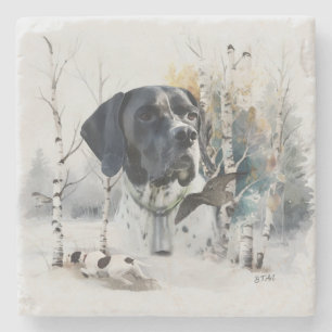 Dessous-de-verre En Pierre Pointeur Anglais , Saison de chasse à la bécasse ,