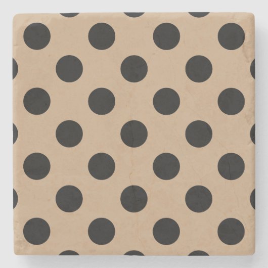 Dessous-de-verre En Pierre Points noirs sur beige (Devant)