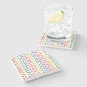 Dessous-de-verre En Pierre Points Rainbow Candy en blanc (Côté)