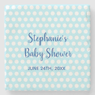 Dessous-de-verre En Pierre Pois blanc Turquoise Blue Girl Baby shower garçon
