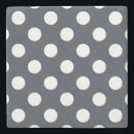 Dessous-de-verre En Pierre Pois blancs sur gris bleu<br><div class="desc">Pois blancs sur gris bleu</div>