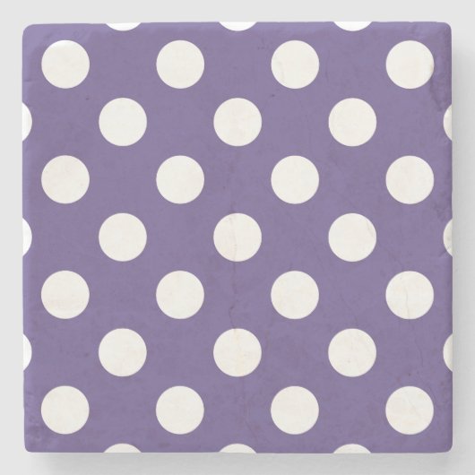 Dessous-de-verre En Pierre Pois blancs sur ultra violet (Devant)