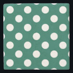 Dessous-de-verre En Pierre Pois blancs sur vert sauge<br><div class="desc">Pois blancs sur vert sauge</div>