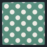 Dessous-de-verre En Pierre Pois blancs sur vert sauge<br><div class="desc">Pois blancs sur vert sauge</div>