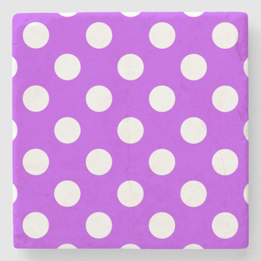 Dessous-de-verre En Pierre Pois blancs sur violet clair (Devant)