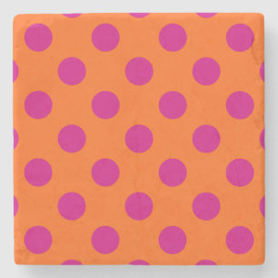 Dessous-de-verre En Pierre Pois Fuchsia orange