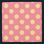 Dessous-de-verre En Pierre Pois jaunes sur corail<br><div class="desc">Pois jaunes sur corail</div>