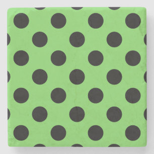 Dessous-de-verre En Pierre Pois noirs sur vert citron