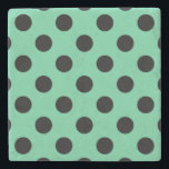 Dessous-de-verre En Pierre Pois noirs sur vert menthe<br><div class="desc">Pois noirs sur vert menthe</div>