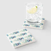 Dessous-de-verre En Pierre Poisson bleu de natation Abstraite (Côté)