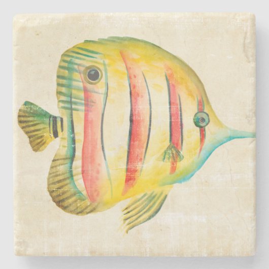Dessous-de-verre En Pierre Poisson coloré (Devant)