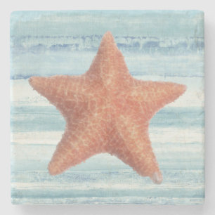 Dessous-de-verre En Pierre Poisson étoilé peint sur bandes d'aquarelle bleu