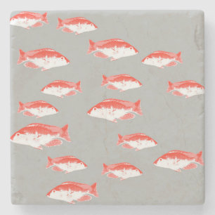 Dessous-de-verre En Pierre Poisson rouge et gris