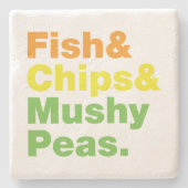 Dessous-de-verre En Pierre Poissons & Chips & Pois Musqués. (Devant)