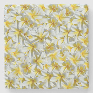 Dessous-de-verre En Pierre Pôle Frangipani Jaune Et Blanc