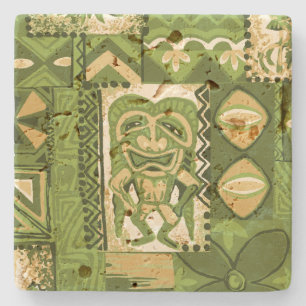 Dessous-de-verre En Pierre Pomaika’i Tiki Tapa Vintage Hawaïen