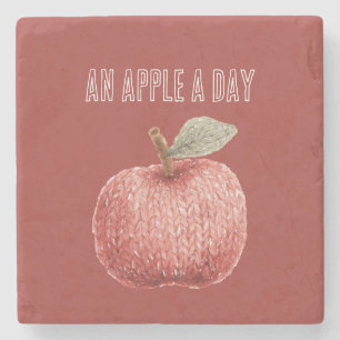Dessous-de-verre En Pierre Pomme Rouge Tricot Faux Fruit Quotidien