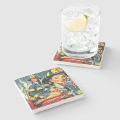 Dessous-de-verre En Pierre Pompier féminin vintage (Côté)