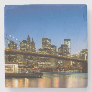 Dessous-de-verre En Pierre Pont de Manhattan et de Brooklyn au crépuscule