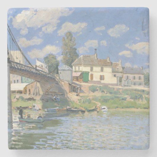 Dessous-de-verre En Pierre Pont de Villeneu par Sisley Impressionist Paint (Devant)