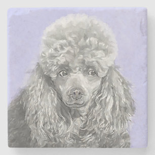 Dessous-de-verre En Pierre Poodé Jouet miniature Argent gris bleu Chien Art